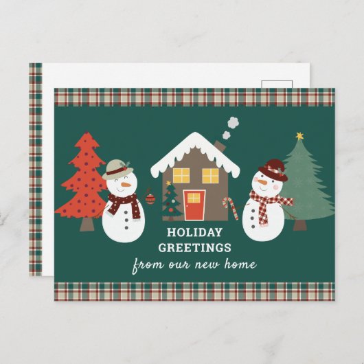 新築住宅引越からのクリスマスプレッドグリーティング 案内ポストカード (正面/裏面)