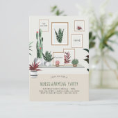 新築祝いパーティーへの招待 | 鉢植えの植物 招待状 (スタンド正面)