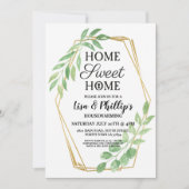 新築祝いパーティー ゴールドフレーム 夏の葉 招待状 (正面)