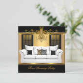 新築祝いパーティー シャンデリア 豪華 ゴールド ブラック 招待状 (スタンド正面)