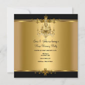 新築祝いパーティー シャンデリア 豪華 ゴールド ブラック 招待状 (裏面)