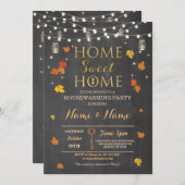 新築祝い ホームパーティー 秋のチョーク 葉の招待状 招待状 (正面/裏面)