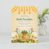 新築祝い・入宅式のご案内（インドのプージャ式のグリハプラヴェーシャム） 招待状 (スタンド正面)