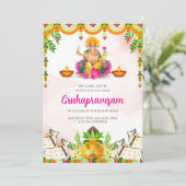 新築祝い・引越し祝い　インド式新居入宅式のご招待 招待状 (スタンド正面)