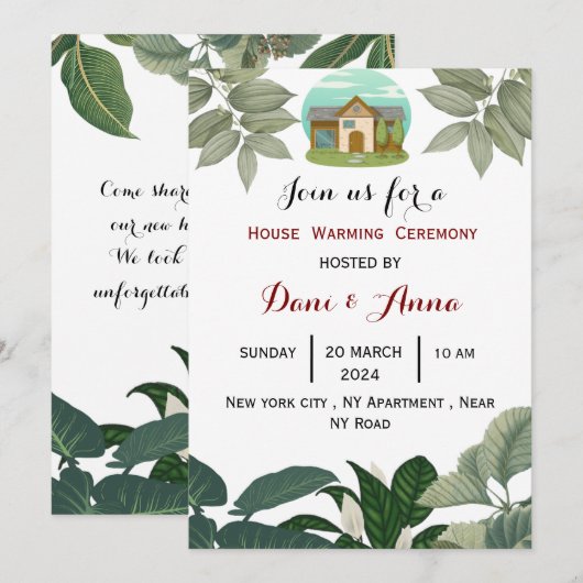 新築祝い 招待状 (正面/裏面)