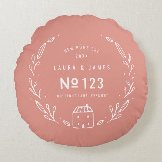 新築 手描き 花柄デザイン ラウンドクッション (正面)