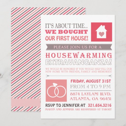 新築＆記念日招待 招待状 (正面/裏面)