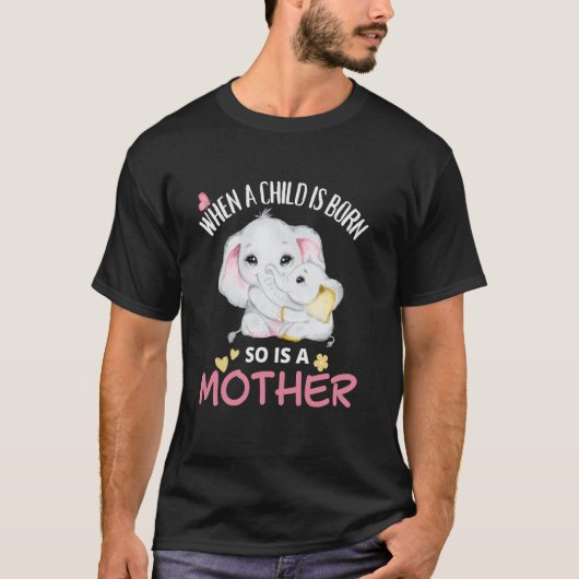 新米ママ 初めての出産 初めての母の日 ママ象 Tシャツ (正面)