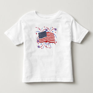 新米国旗と花火 トドラーTシャツ