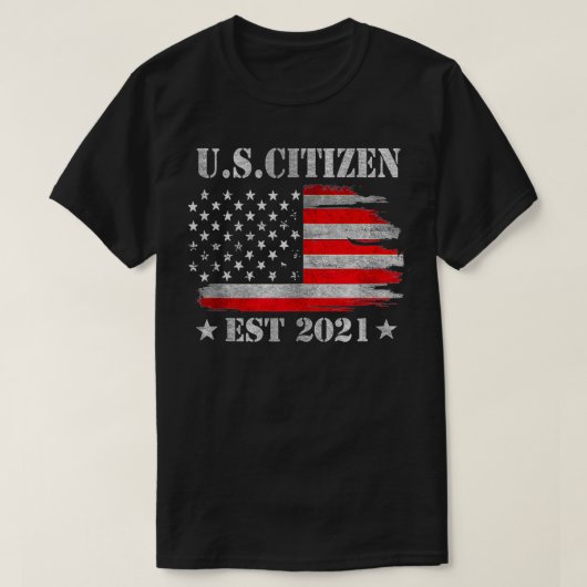 新米市民Est 2021アメリカ移民市民 Tシャツ (デザイン正面)