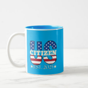 新米市民Est 2025アメリカ移民の市民 ツートーンマグカップ