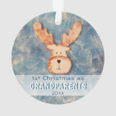 新米祖父母のクリスマス シカのイラスト オーナメント (裏面)