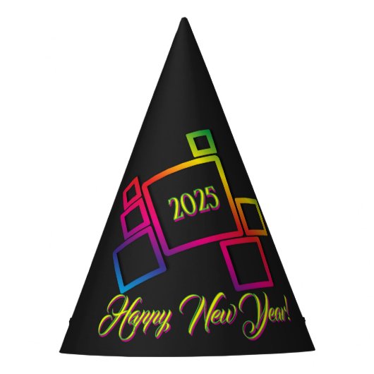 新素晴らしカラフル年の正方形 パーティーハット (正面)