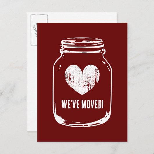 新素朴しい住所のメイスンjar移動はがき 案内ポストカード (正面/裏面)