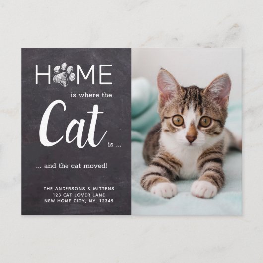 新素朴しい住所を移動Pet写真Cat移動 案内ポストカード (正面)
