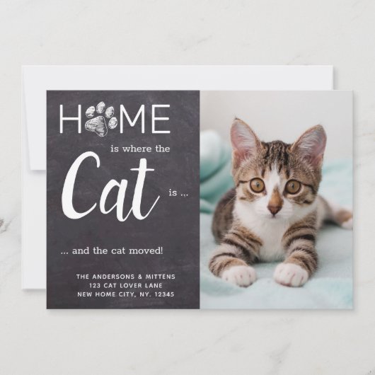 新素朴しい住所を移動Pet写真Cat移動 案内状 (正面)