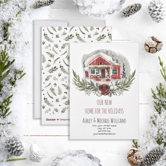 新素朴しい家の休日の新しい住所 シーズンカード