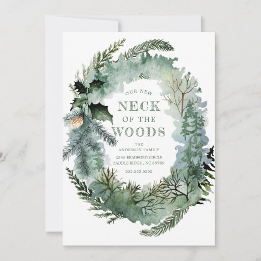 新素朴しい首の森の松の木が動く 案内状 (正面)