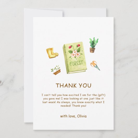 新素朴モダン章ガーデン本ベイビーシャワー サンキューカード (正面)