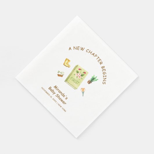 新素朴モダン章ガーデン本ベイビーシャワー スタンダードランチョンナプキン (角)