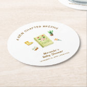 新素朴モダン章ガーデン本ベイビーシャワー ラウンドペーパーコースター (アングル)