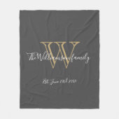 新素朴刻ギフトモノグラムイニシャル名シック フリースブランケット (正面)