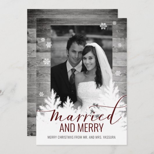 新素朴婚の写真結婚したとメリー シーズンカード (正面/裏面)