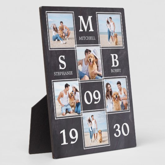 新素朴婚結婚の写真パーソナライズされたコラージュ フォトプラーク (側面)