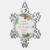 新素朴婚1stクリスマスマイルストーンキープサウ スノーフレークピューターオーナメント (右)