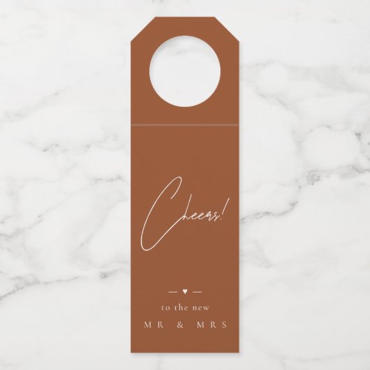 新結婚しいMR&MRS Bottへのテラコッタの応援 ボトルネックタグ (正面)