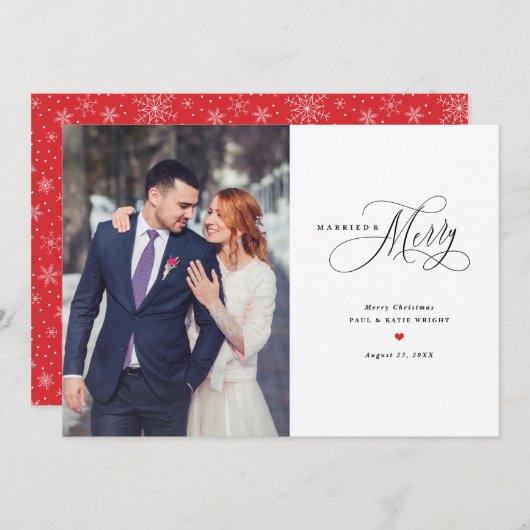 新結婚したしメリーい初めてのクリスマス シーズンカード (正面/裏面)