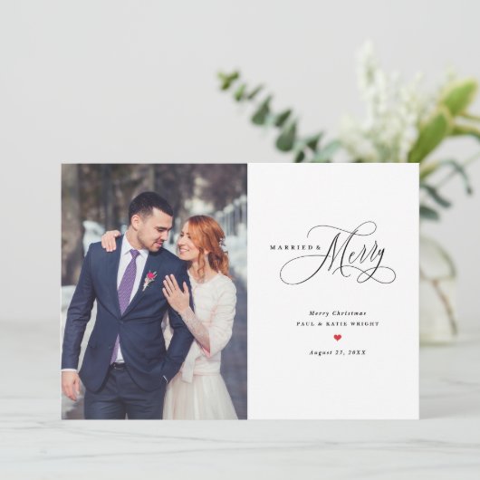 新結婚したしメリーい初めてのクリスマス シーズンカード (スタンド正面)