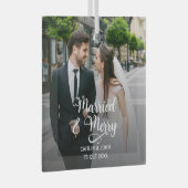 新結婚したメリー婚の初めてのクリスマス写真 ガラスオーナメント (正面右)