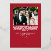 新結婚したメリー婚の第1回のクリスマス写真ハート 箔シーズンカード (裏面)