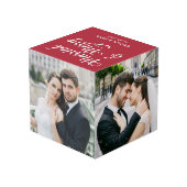 新結婚したメリー婚初めてのクリスマス赤い写真 フォトキューブ (裏面アングル)