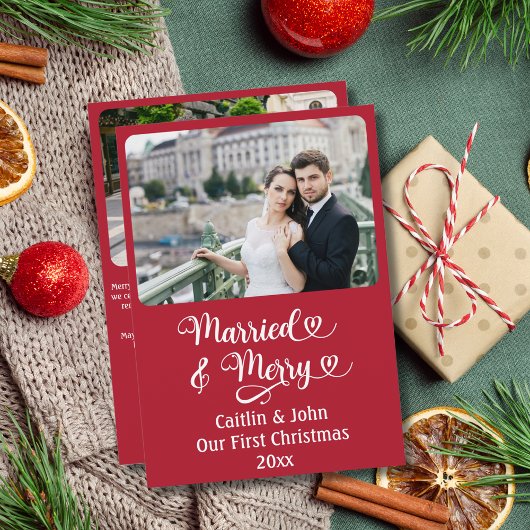 新結婚したメリー婚1stクリスマスカスタム赤 シーズンカード