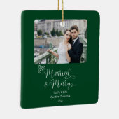 新結婚したメリー婚1stクリスマスグリーン写真 セラミックオーナメント (右)