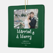 新結婚したメリー婚1stクリスマスグリーン写真 セラミックオーナメント (左)
