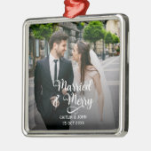 新結婚したメリー婚1stクリスマスフォトスクエア メタルオーナメント (左)
