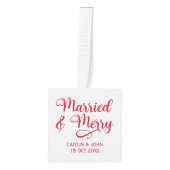 新結婚したメリー婚1stクリスマスフォトフレーム キューブオーナメント (正面)