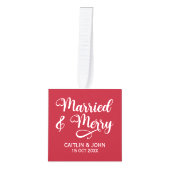 新結婚したメリー婚1stクリスマスフォトフレーム キューブオーナメント (正面)