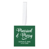 新結婚したメリー婚1stクリスマスフォトフレーム キューブオーナメント (正面)