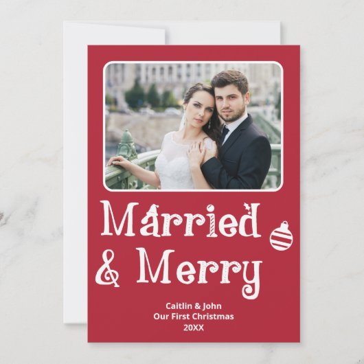 新結婚したメリー婚1stクリスマスフォトレッド シーズンカード (正面)