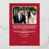新結婚したメリー婚1stクリスマスフォトレッド 箔シーズンカード (裏面)