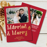 新結婚したメリー婚1stクリスマスレッド写真 箔シーズンカード<br><div class="desc">この結婚したと私たちの初めてのクリスマスのメリー2写真金ゴールドフォイルのグリーティングカードのクリスマスレッド祝は、フェスティバルのフォントとクラシックの休日の色と背面のメッセージと共に、新婚カップルの初めてのクリスマスに最適な方法パーソナライズされた。"とよくはしゃぐ"のメメリーッセージは、一緒に彼らの最初の休暇のシーズンに思い祝を持って感傷的な方法である。箔カラー(金ゴールド、銀違う色、またはバラ金ゴールド)から選択することもできます。このカードはピローや結婚したオーナメントなどメリーのコレクションやコレクションの一部である！私のすべてのデザインはZazzleの任意の製品に転送でき運る。特別なカスタムデザインのリクエストや問い合わせについては、メッセージを送信する。注文に関するお問い合わせ、返品、交換は、Zazzleカスタマ連絡ーサポートチーム(https://www.zazzle.com/about/ask)までお問い合わせください。ありがとうストップございます！©PoppyMeadowDesigns 2023</div>