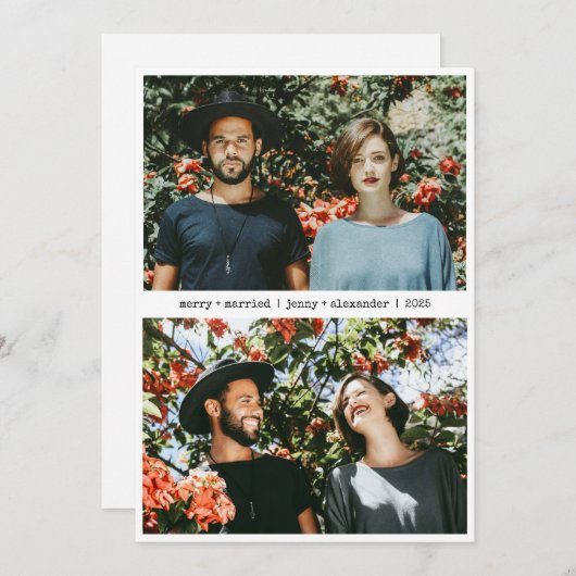 新結婚したメリー婚2枚のフォトミニマル主義者 シーズンカード (正面/裏面)