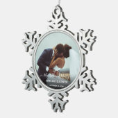 新結婚したメリー婚Photo1st Christmas Mr. スノーフレークピューターオーナメント (右)