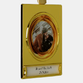 新結婚した夫婦ゴールデンリングと新年セラミ ゴールドプレートバナーオーナメント (右)