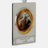 新結婚した夫婦ゴールデンリングと新年セラミ シルバープレートバナーオーナメント (右)