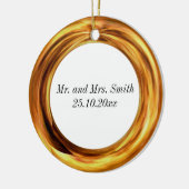新結婚した夫婦ゴールデンリングと新年 セラミックオーナメント (左)